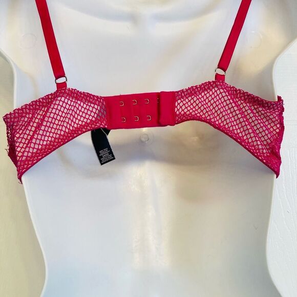 Victoria's Secret Very Sexy‎ Push Up Bra Size 34DD Lace Fish Net Detail Pink - Picture 4 of 9